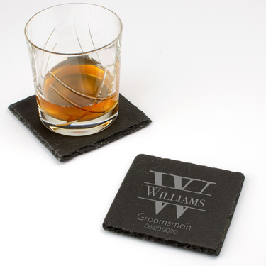 Square Groomsmen Slate Coasters for Wedding